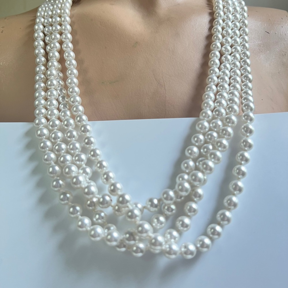 Extra Long Knotted Pearl Necklace 126" White EXC